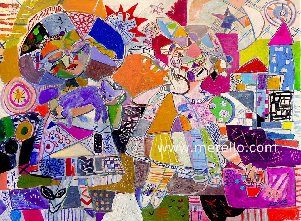 Merello.-Fantasia (97 x 130 cm).MODERN ART. MODERN PAINTING. CONTEMPORARY ART and ARTISTS. INVESTMENT.