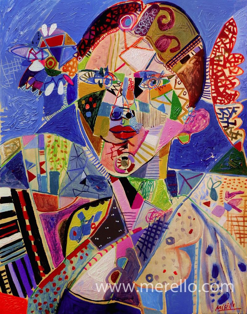 Merello.-Blue woman.MODERN ART. MODERN PAINTING. CONTEMPORARY ART and ARTISTS. INVESTMENT.